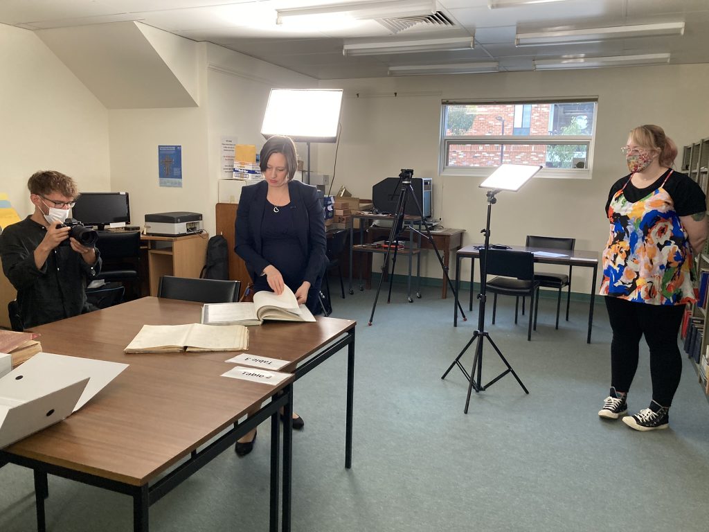 Filming Digitising Collections SA resources with Lutheran Archives, Adelaide. March 2022.